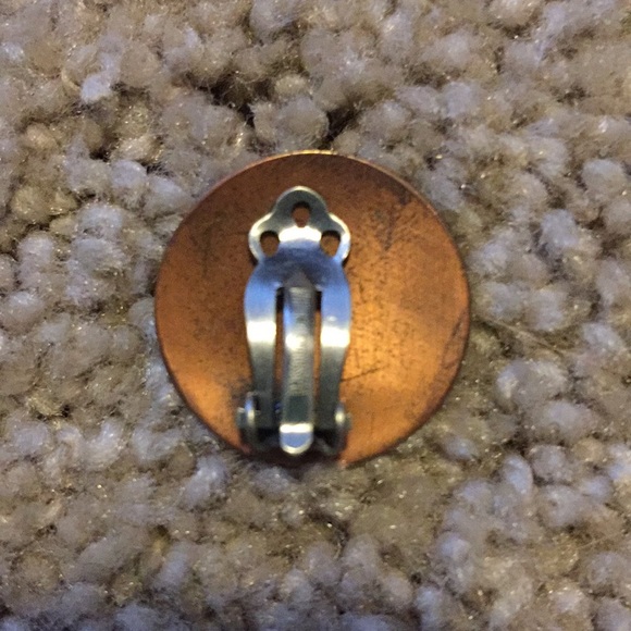 Vintage copper button earrings - Picture 3 of 4